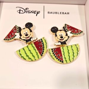 Disney Watermelon Mickey Earrings - Red, Green, Gold